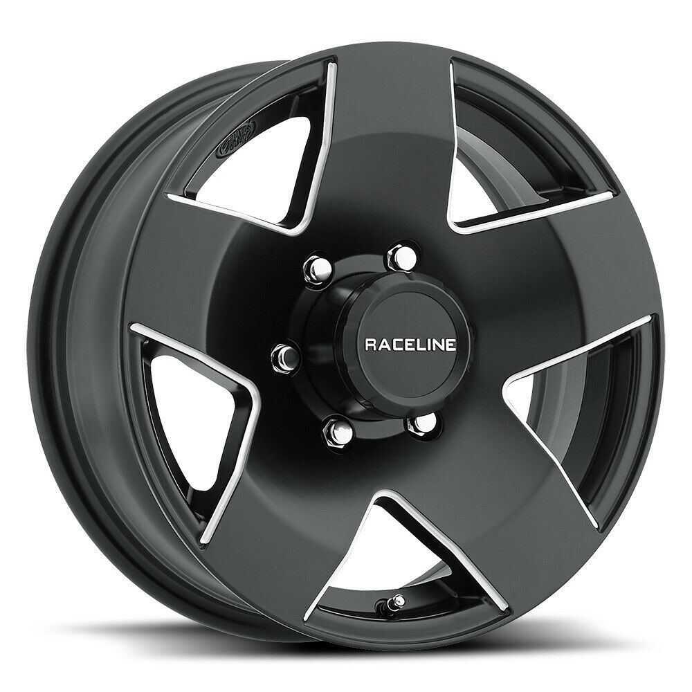15x5 Raceline 855 Trailer 5x4.5 0 Black Milled Wheels Rims Set(4) Wheels