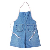 Handmade Denim Blue Jean Yard Cooking Apron with Red Accents Adult Cute - $23.38