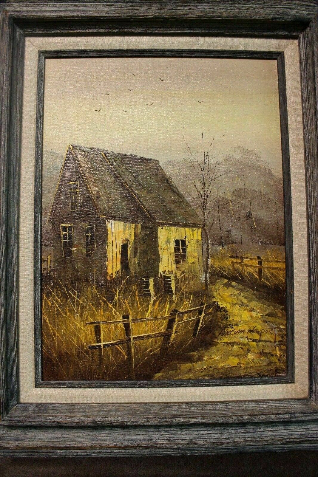 Antique William Newport oil on canvas farmhouse barn 1920's Beautiful ...