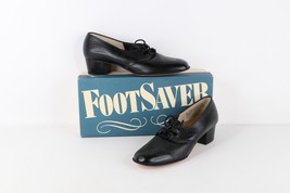 NOS Vtg 90s Streetwear Womens 8 2A Pebble Grain Leather Chunky Heel Shoe... - $128.65