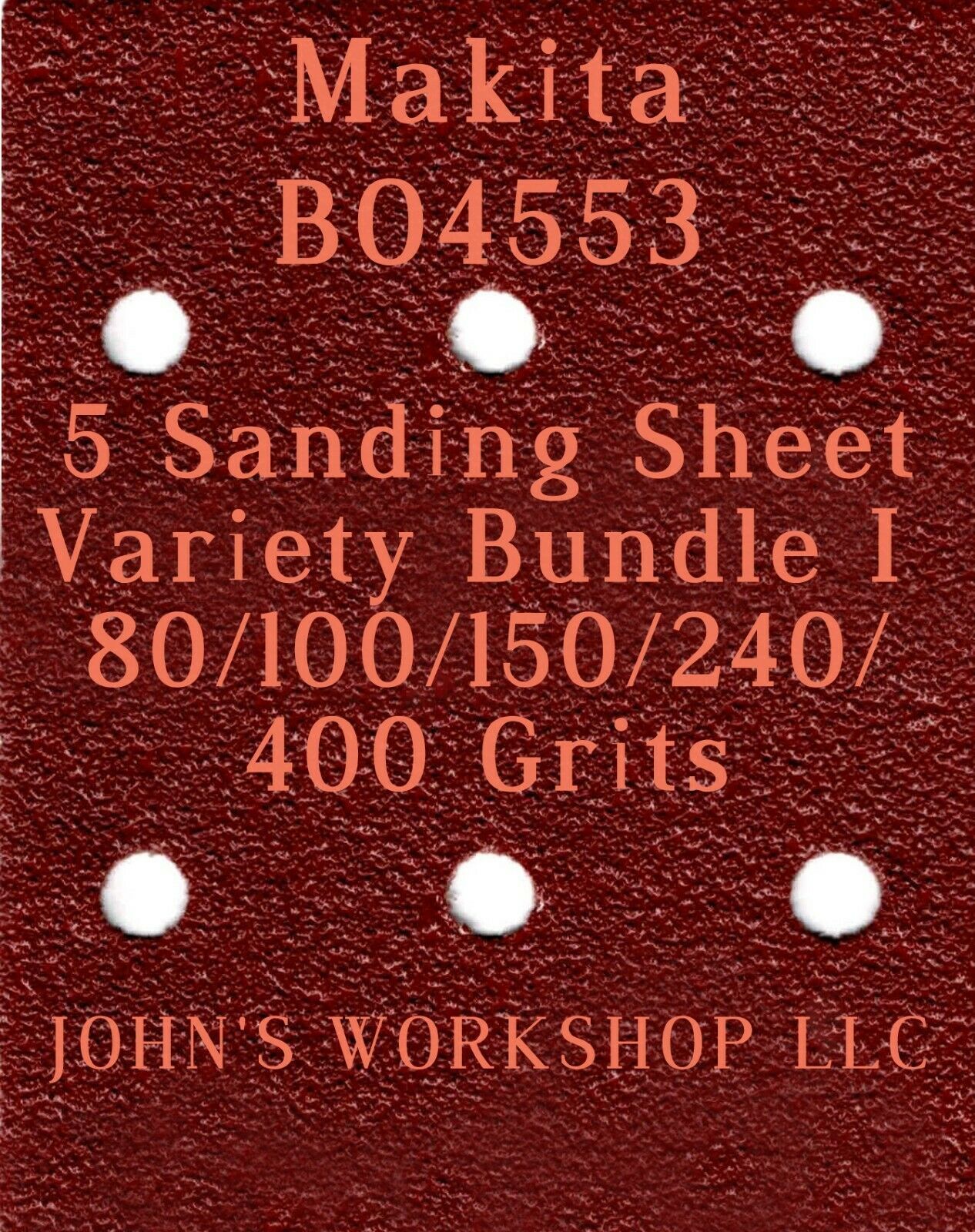 Makita BO4553 80/100/150/240/400 Grits 5 Sandpaper Variety Bundle I