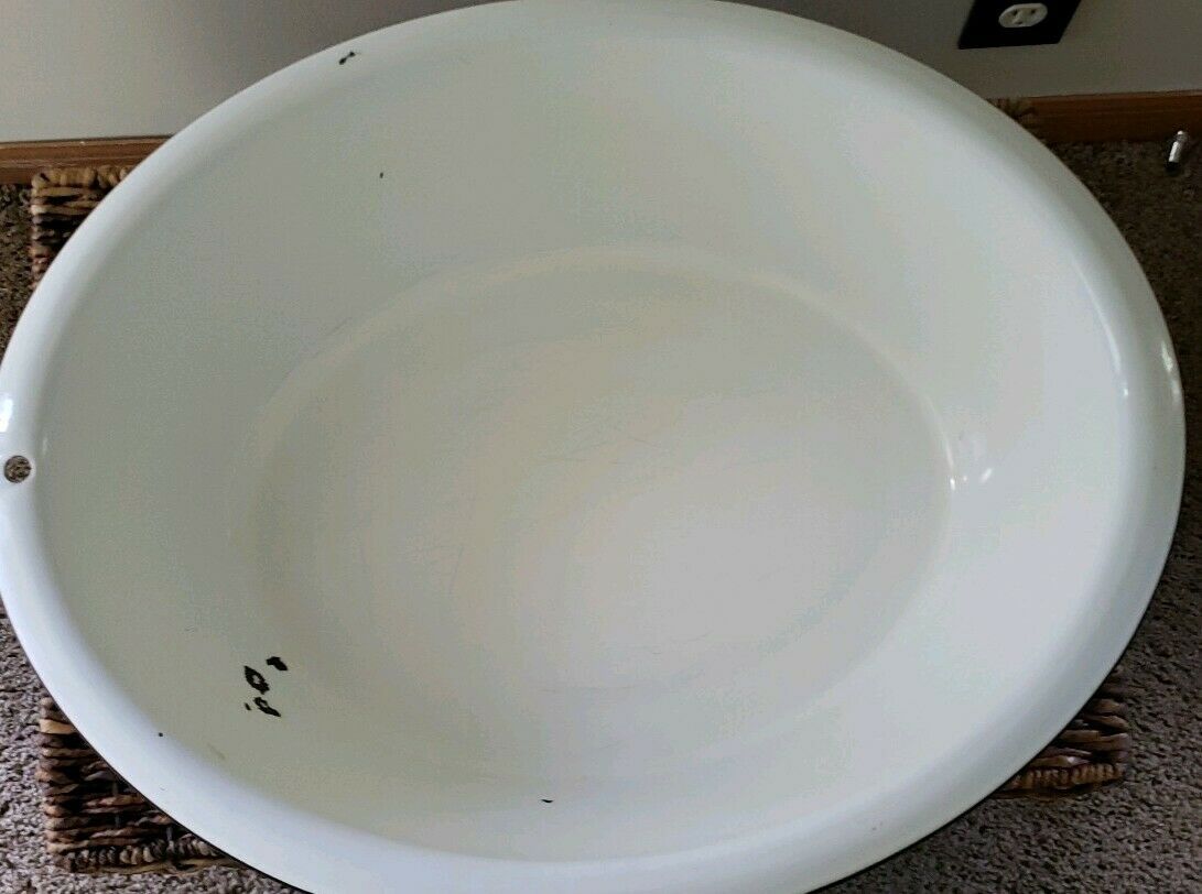 Vintage ExtraLarge Enamelware Basin Lisk Flintstone Country