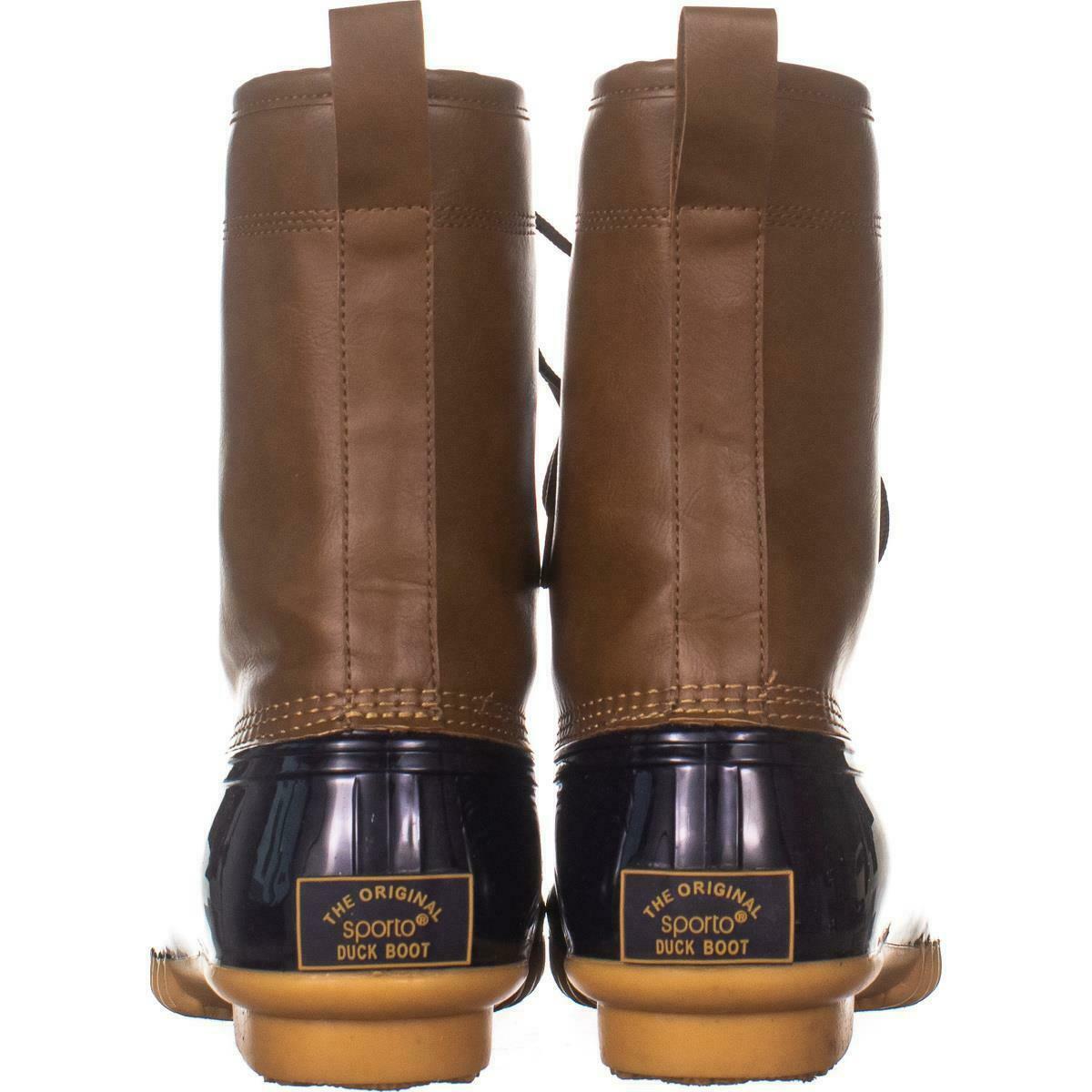 duck boots blue and tan