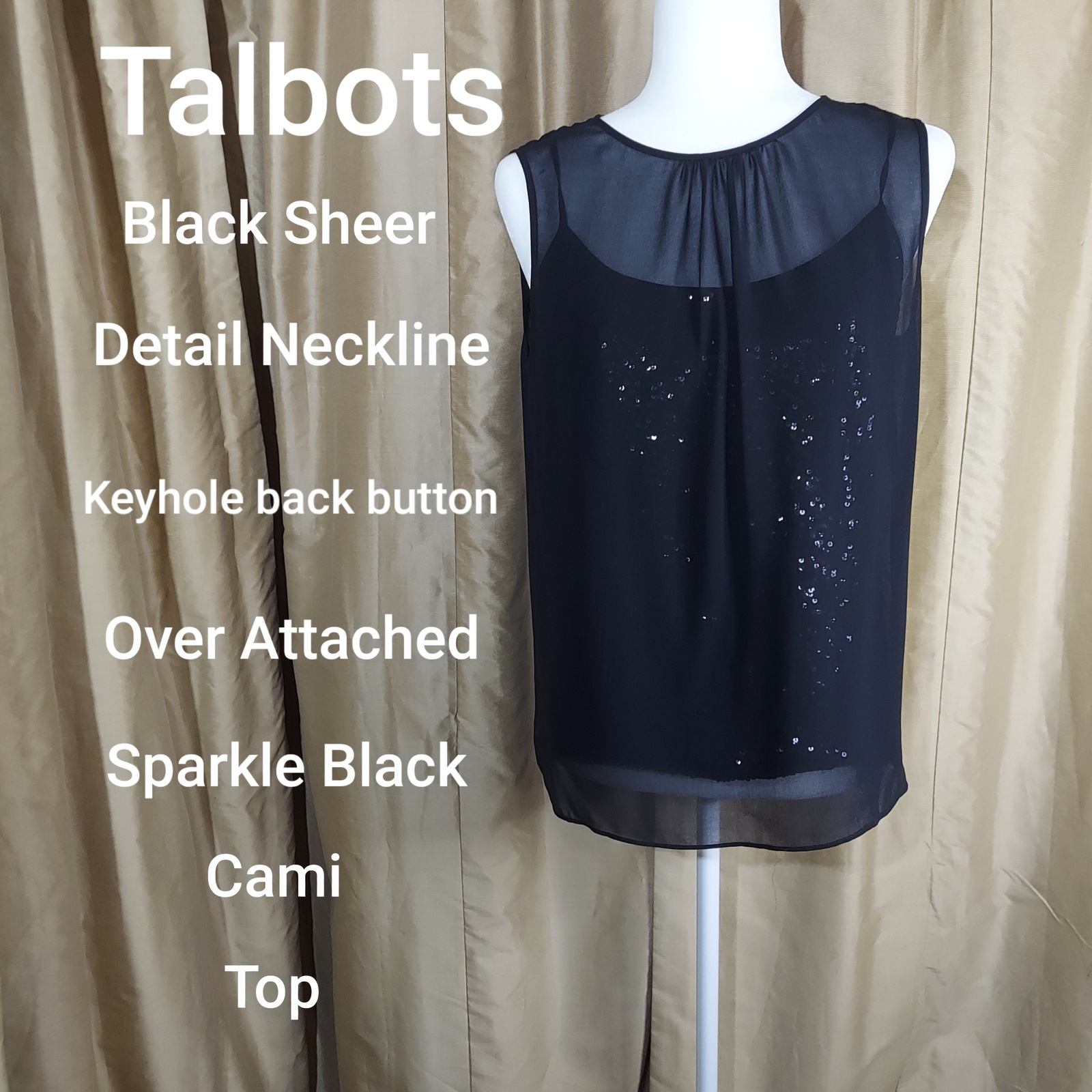 Primary image for Talbots Black sheer over attached sparkle cami size 8