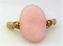 Pink Opal Gemstone Bead Gold Wire Wrap Ring sz.9 - $10.08