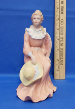 Vintage Ceramic Porcelain Homco Home Interior Woman Lady Figurine Sitting w/ Hat - $13.16