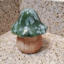 Ceramic Mushroom Garden Statue, Green Toadstool, Mushroom Figurine, Fairy Garden image 1