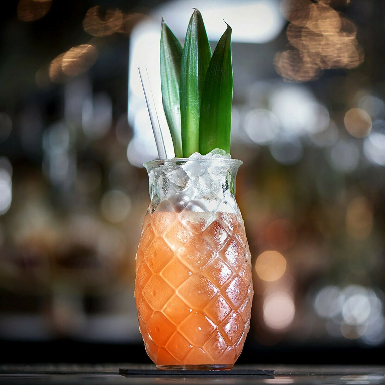 (12Pack) 17 oz. Clear Glass Tiki Luau Party Tropical Pineapple