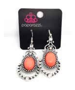 Paparazzi CAMEO and Juliet Orange Living Coral Bead Fashion Earrings - $2.90