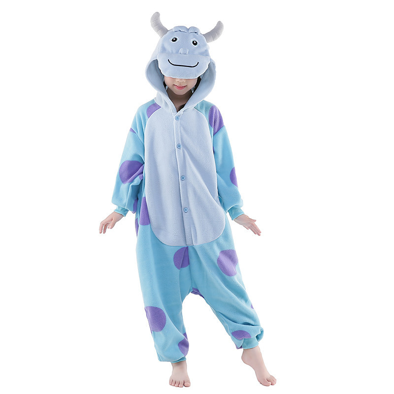 Kid's Kigurumi Pajamas Monster Blue Monster Onesie Pajamas Polar Fleece