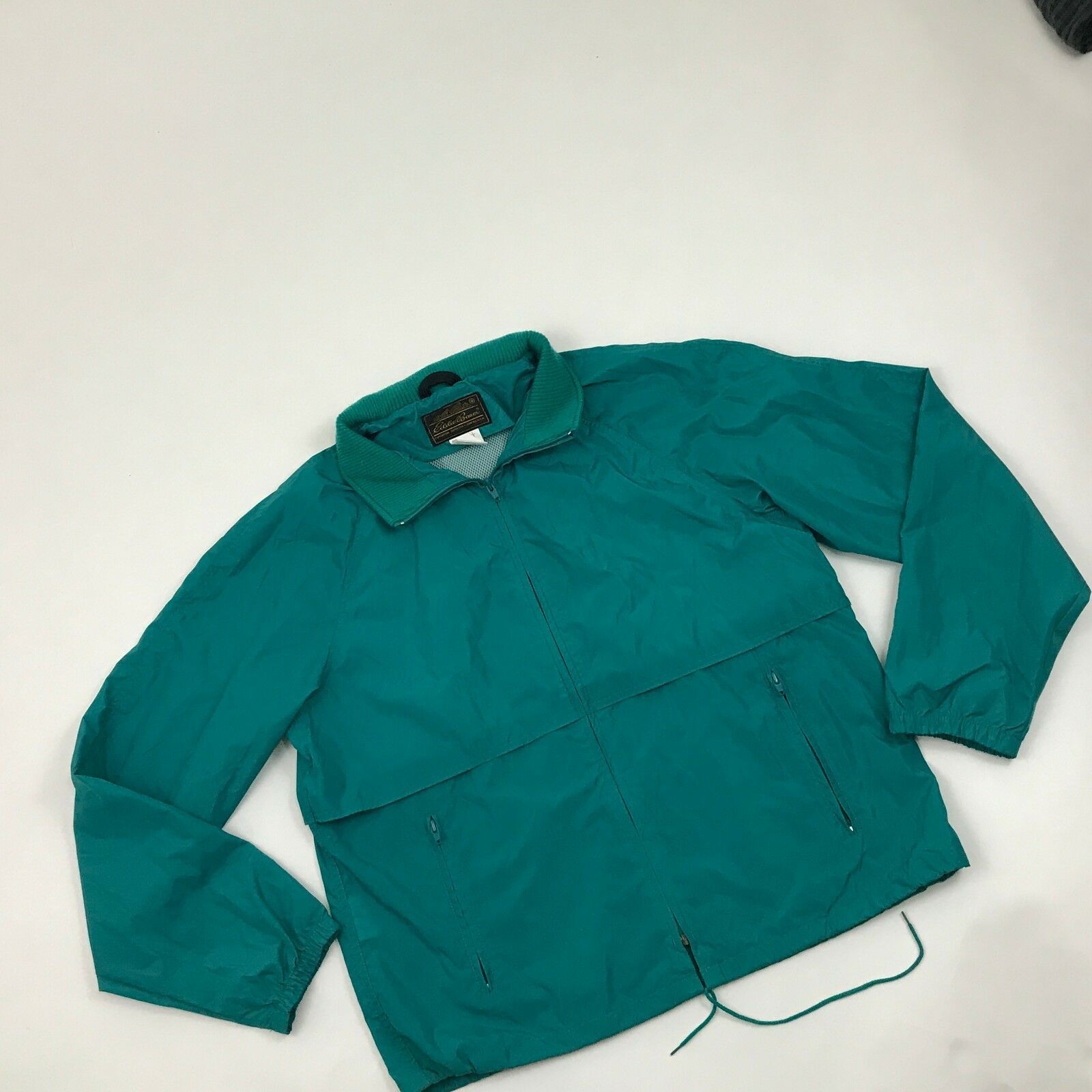Eddie Bauer Windbreaker Jacket Men's L NYLON Green Hard Shell