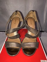 Coach Halsey Heel Sandals Strappy Open Toe Mat Tonal Pewter Silver 9.5 - $63.49