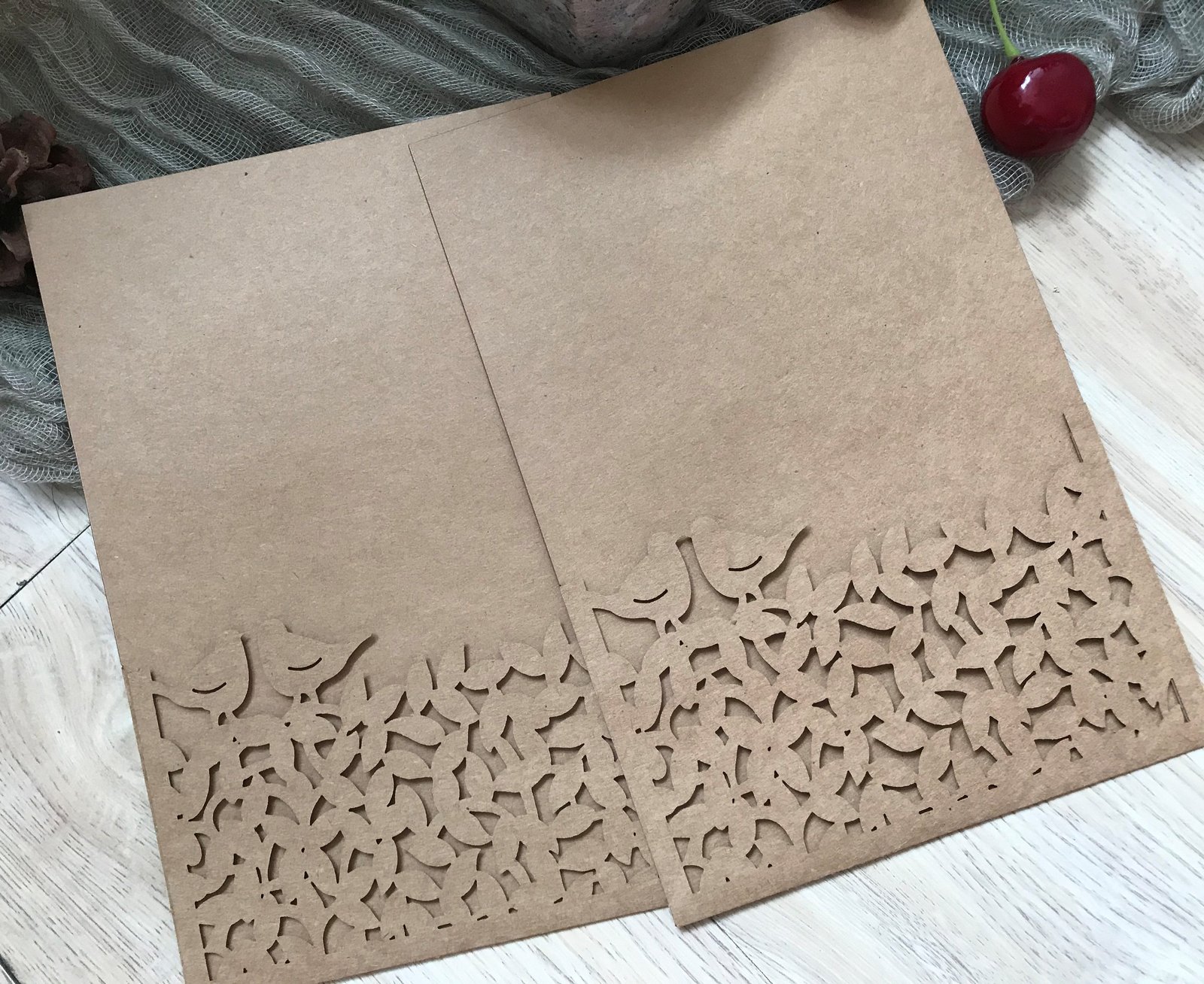 kraft paper Pearl Laser Cut Menu Cards,Pocket laser cut Invitations