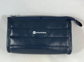 Vintage Blue Quilted Finnair Amenity Kit Travel Pouch Toiletry Case - $13.30