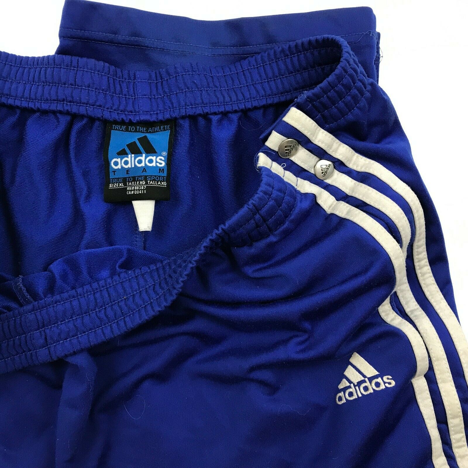 VINTAGE Adidas Tear Away Track Pants Mens Size XL 1X Blue Snap Button