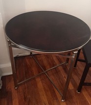 ART DECO Round Mahogany and Steel Table - $222.75