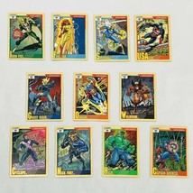 Marvel Comic Trading Cards Super Heroes 1991 Lot of 11 Hulk Firestarter Storm   - $7.57