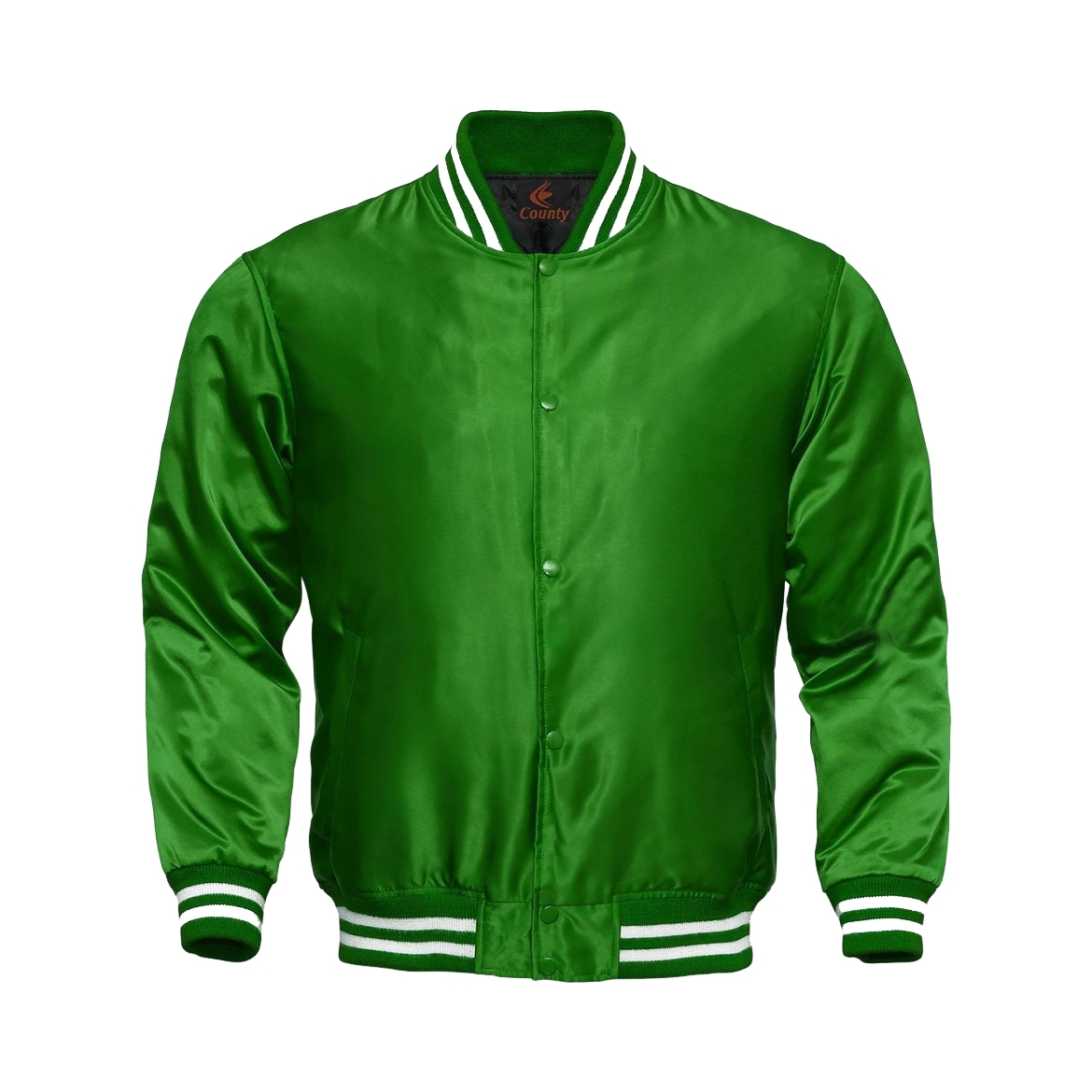 College Baseball Letterman Varsity Bomber Jacket Supreme Quality Green Satin