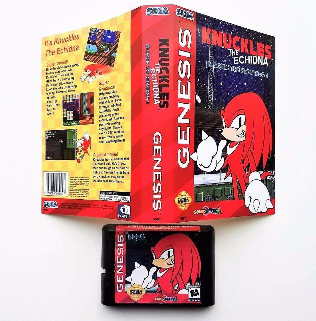 Knuckles Echidna in Sonic the Hedgehog Cart + Custom Case Sega