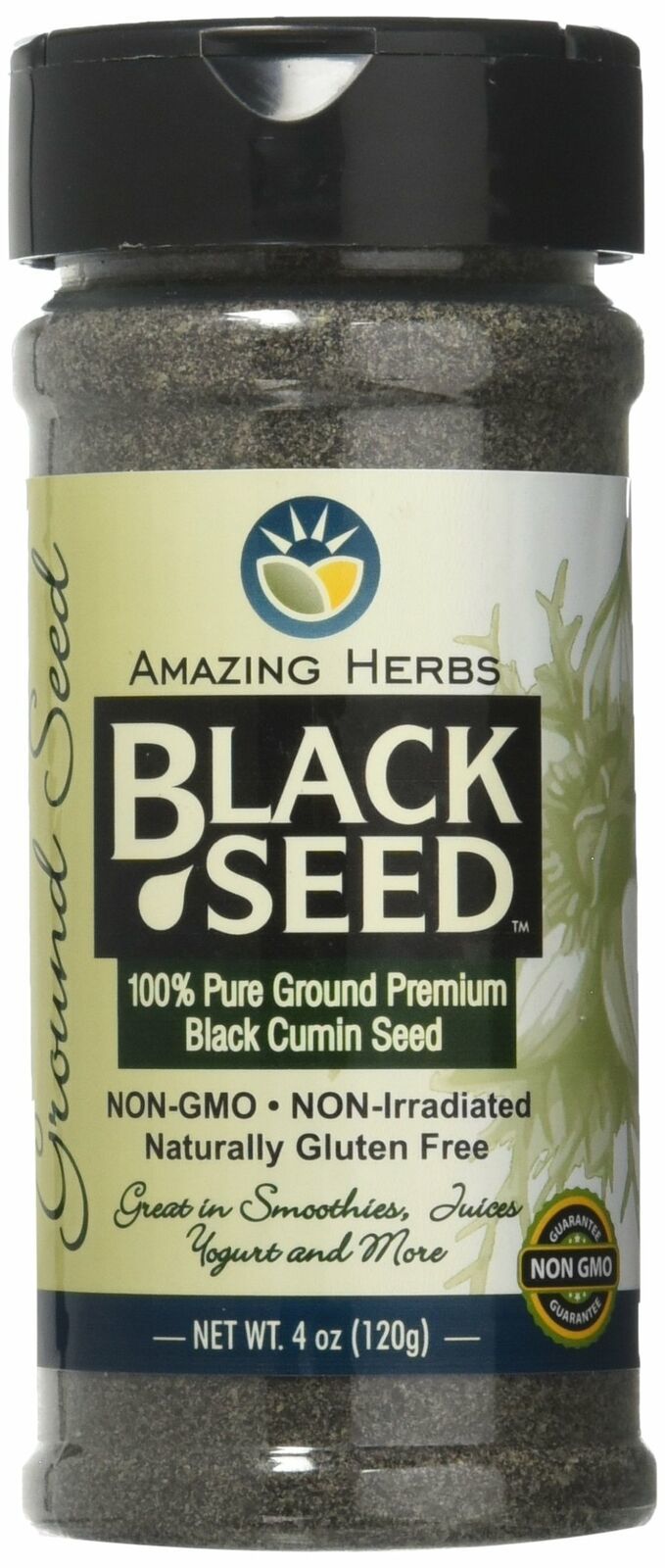 Amazing Herbs Black Ground Seed Jar, 4 Fluid Ounce - $11.69