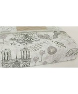Paris Scene Twin Sheet Set Natural Linens Collection Grays on White Back... - $26.17