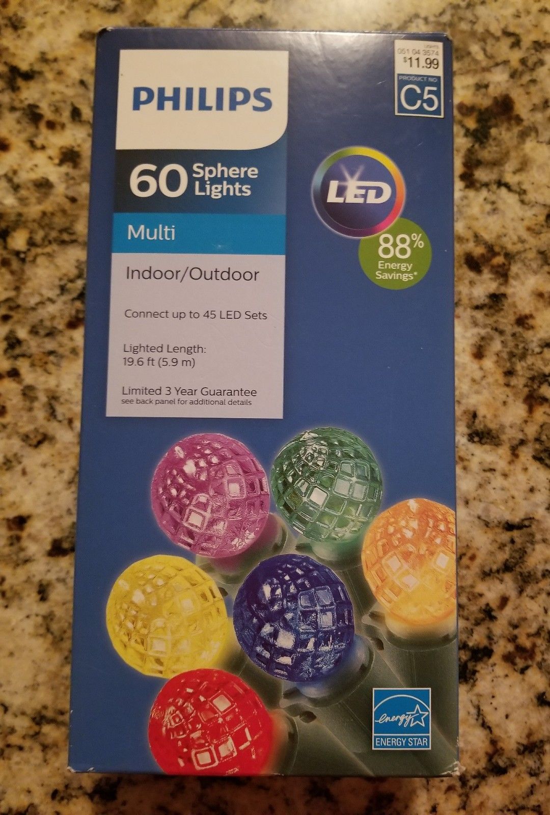 Philips 60ct Multicolored LED Faceted Sphere String Lights Lights