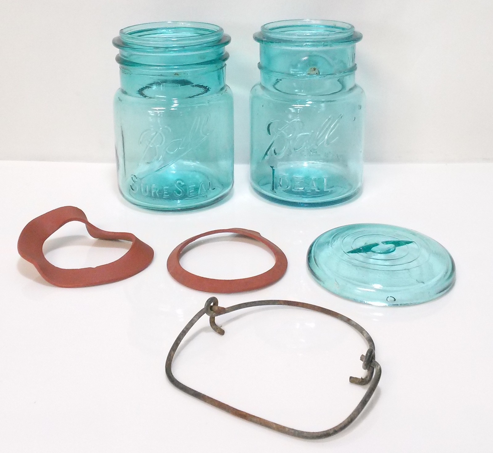 Ball Sure Seal Ideal Aqua Blue Green Canning Jars Patd July 14 1908