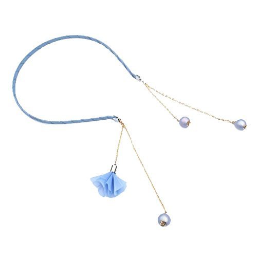 Set of 2 BLUE Hair Accessories with Pendant Earrings&Tassels Flower Headbands