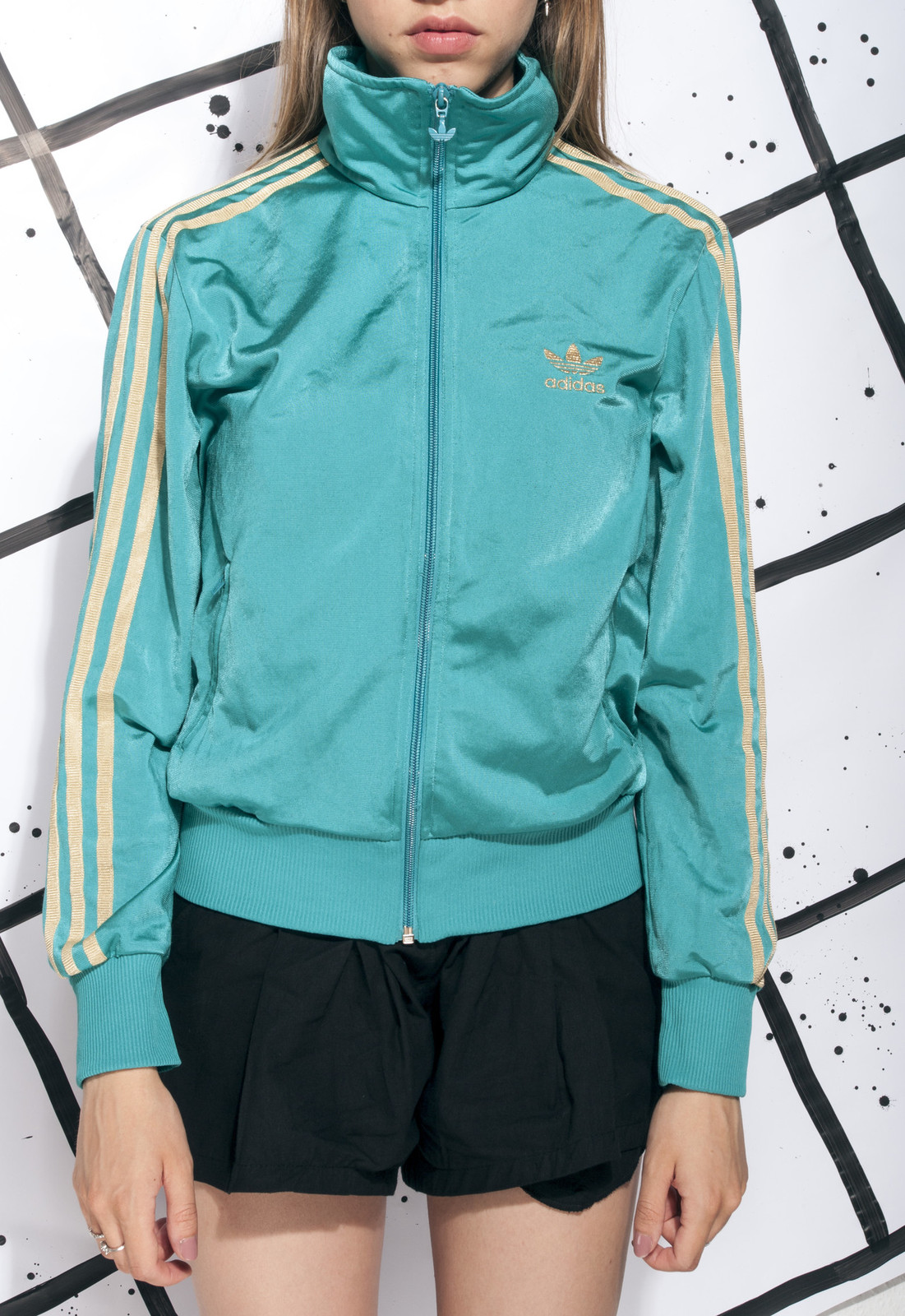 turquoise adidas track jacket