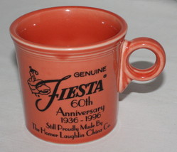 Homer Laughlin Genuine Fiesta 60th Anniversary Mug Persimmon 1996 USA Has Chip - $5.89