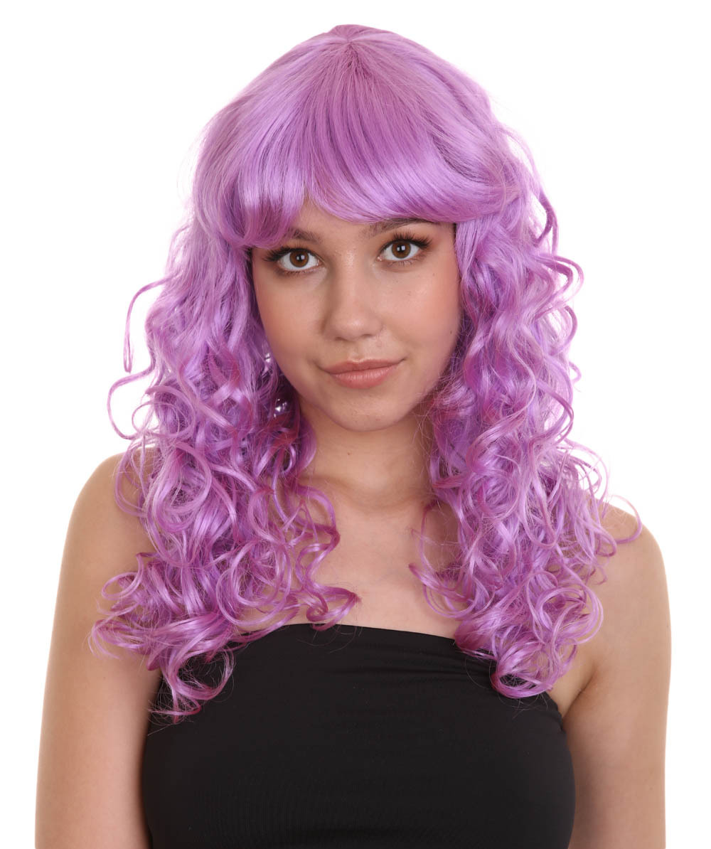 Adult Women Long Curly Glamour Party Event Cosplay Purple Wig HW-638