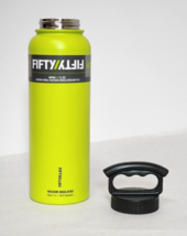Lime 3 Finger Handle Fifty/Fifty 40oz Double Wall Insulated Steel Water Bottle