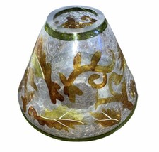 HMK Hallmark Crackle Glass Candle Lamp Shade Autumn Leaves/Swirls Fall - $28.61