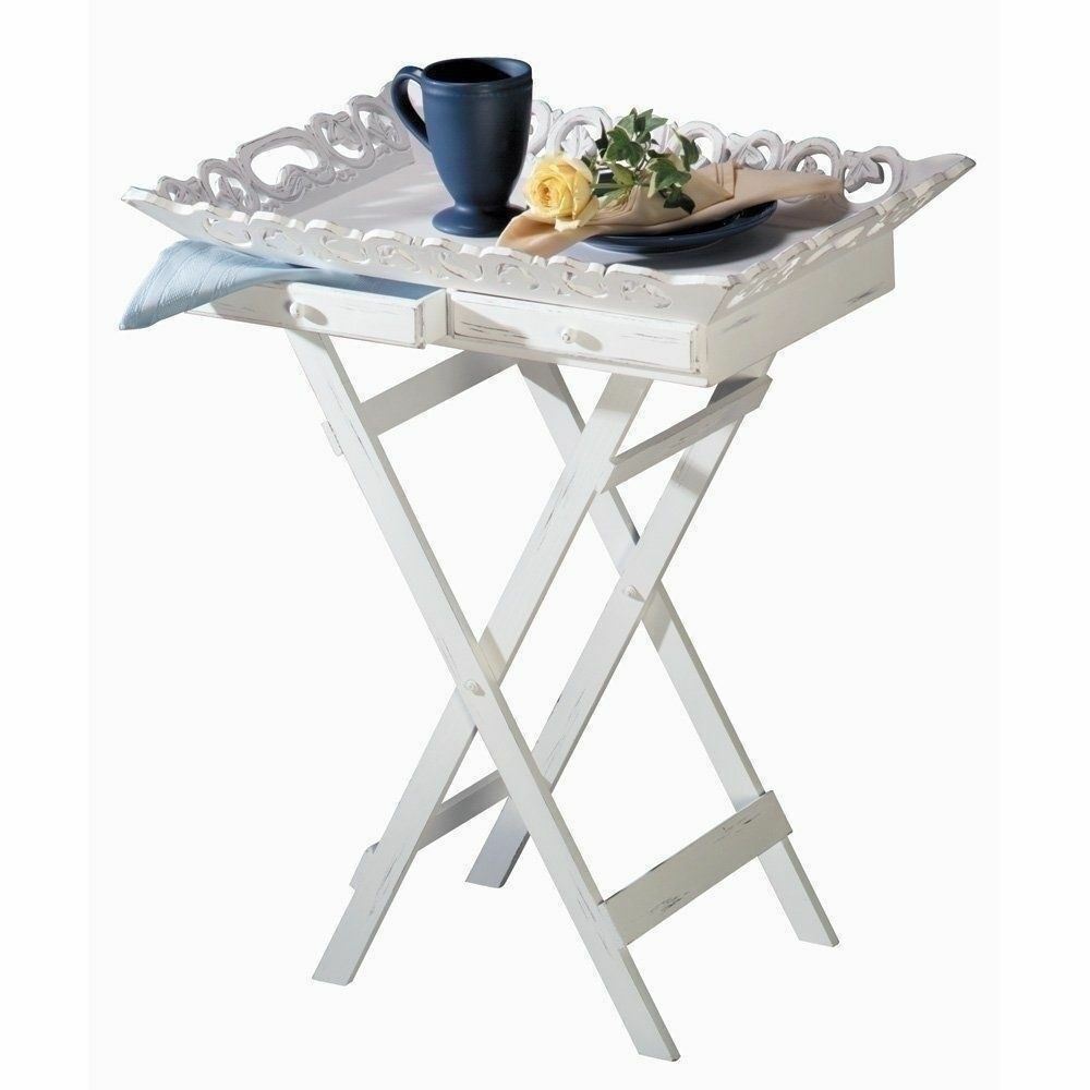 NEW White TV Snack Food Folding Serving Tray Lip Table