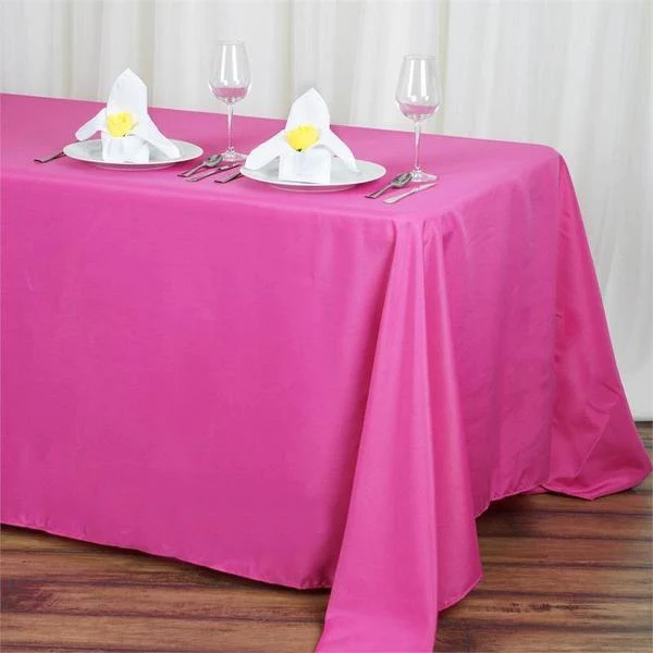 Fushia - 5PCS 90x132" Polyester Rectangle Tablecloths Wedding Party - $114.90