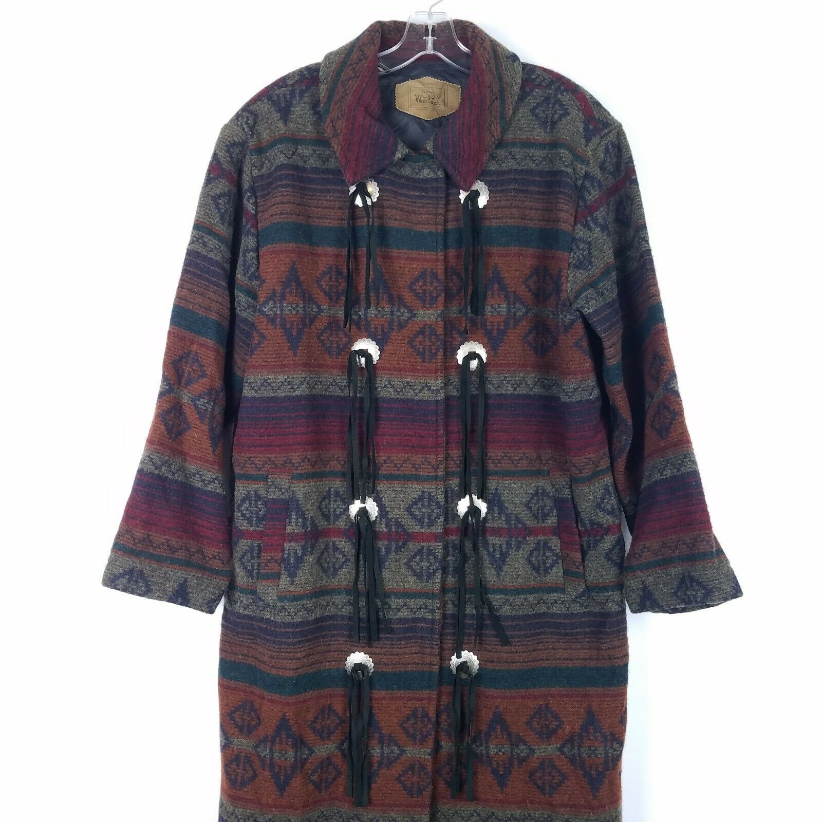 WOOLRICH Womens size M Long Navajo Nordic Coat Wool Blanket Jacket