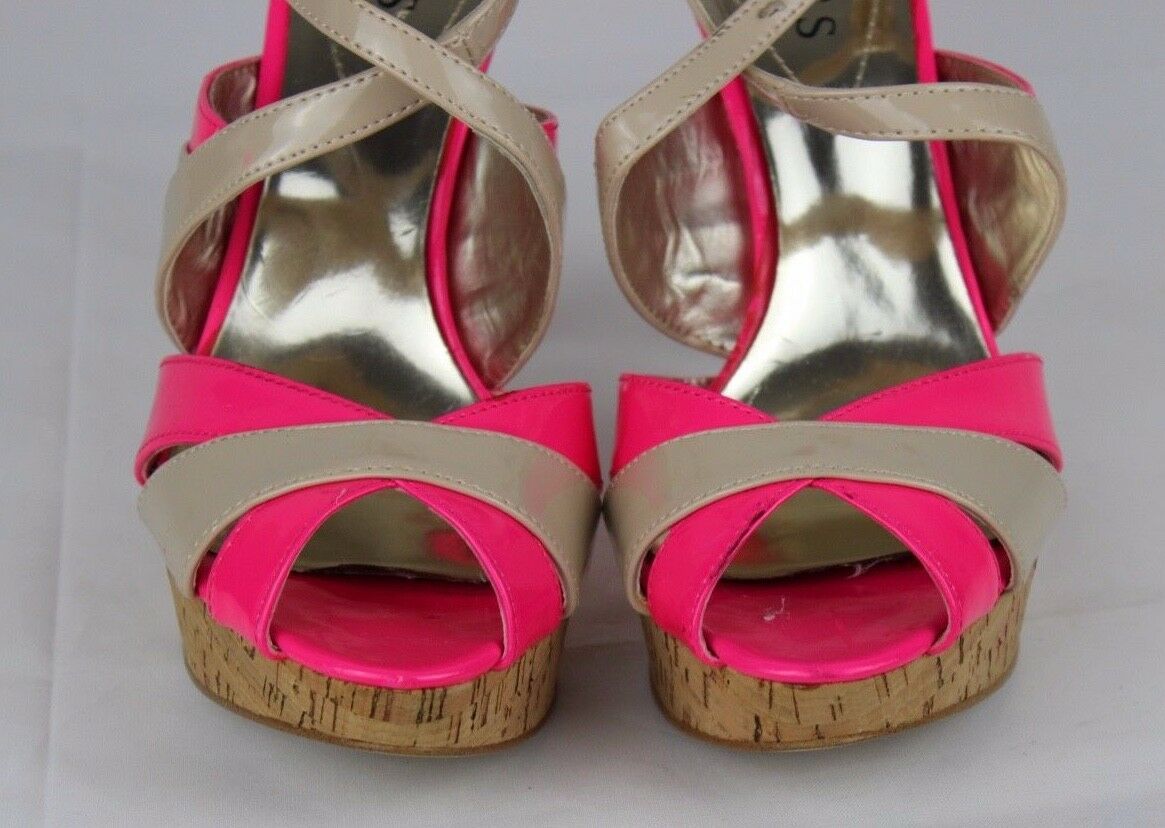 guess red peep toe heels