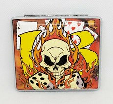 RYO Flaming Gambling Skull PU Leather Wrapped King Size Cigarette Case - $8.90