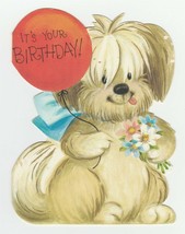 Vintage Birthday Card Sheepdog with Balloon Hallmark for Child 1960's - $9.89