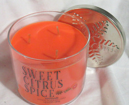 Kirkland's 14.5 Oz Large Jar 3-Wick Candle Natural Wax Blend Sweet Citrus Spice - $27.08