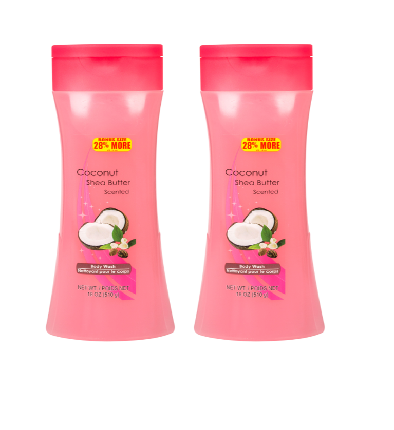 2 Coconut and Shea Butter Scented Body Wash 2x 18 oz. BONUS SIZE 28