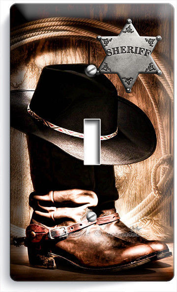 COUNTRY COWBOY BOOTS HAT LASSO SHERIFF STAR 1 GANG LIGHT SWITCH PLATE ROOM DECOR