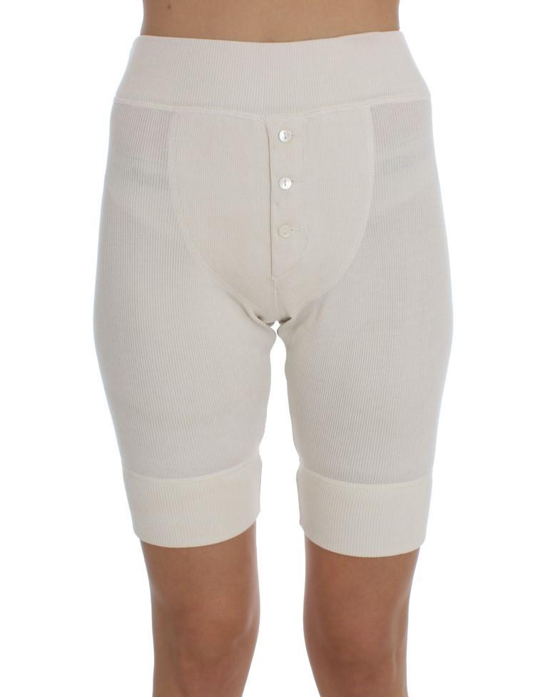 White Ribbed Wool Underwear Shorts - Fashion
