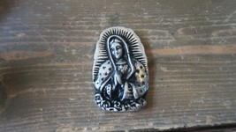 Small Vintage VIRGIN MARY Aluminum Wall Plaque Signed Camila 2.75&quot; - $16.34