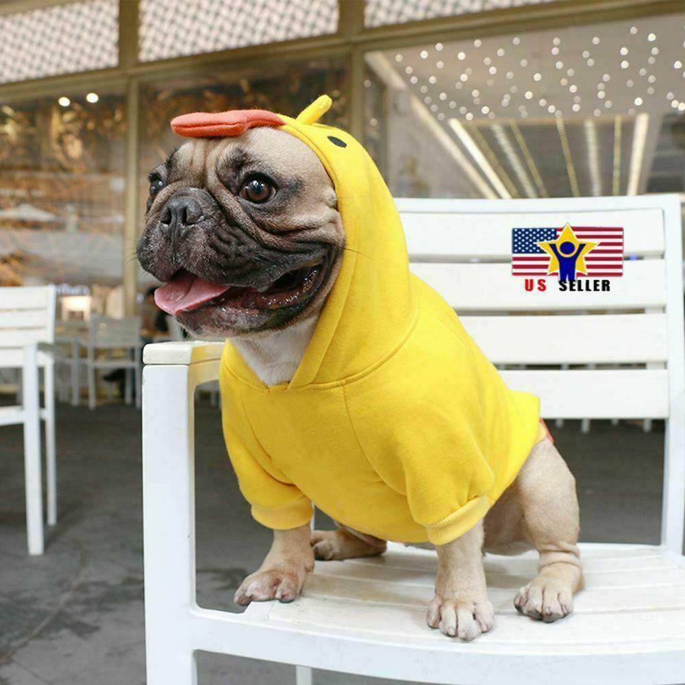 Yellow Duck Costume Dog Puppy Pet Cat Clothes Hoodie Bulldog - L Large (2 Large)