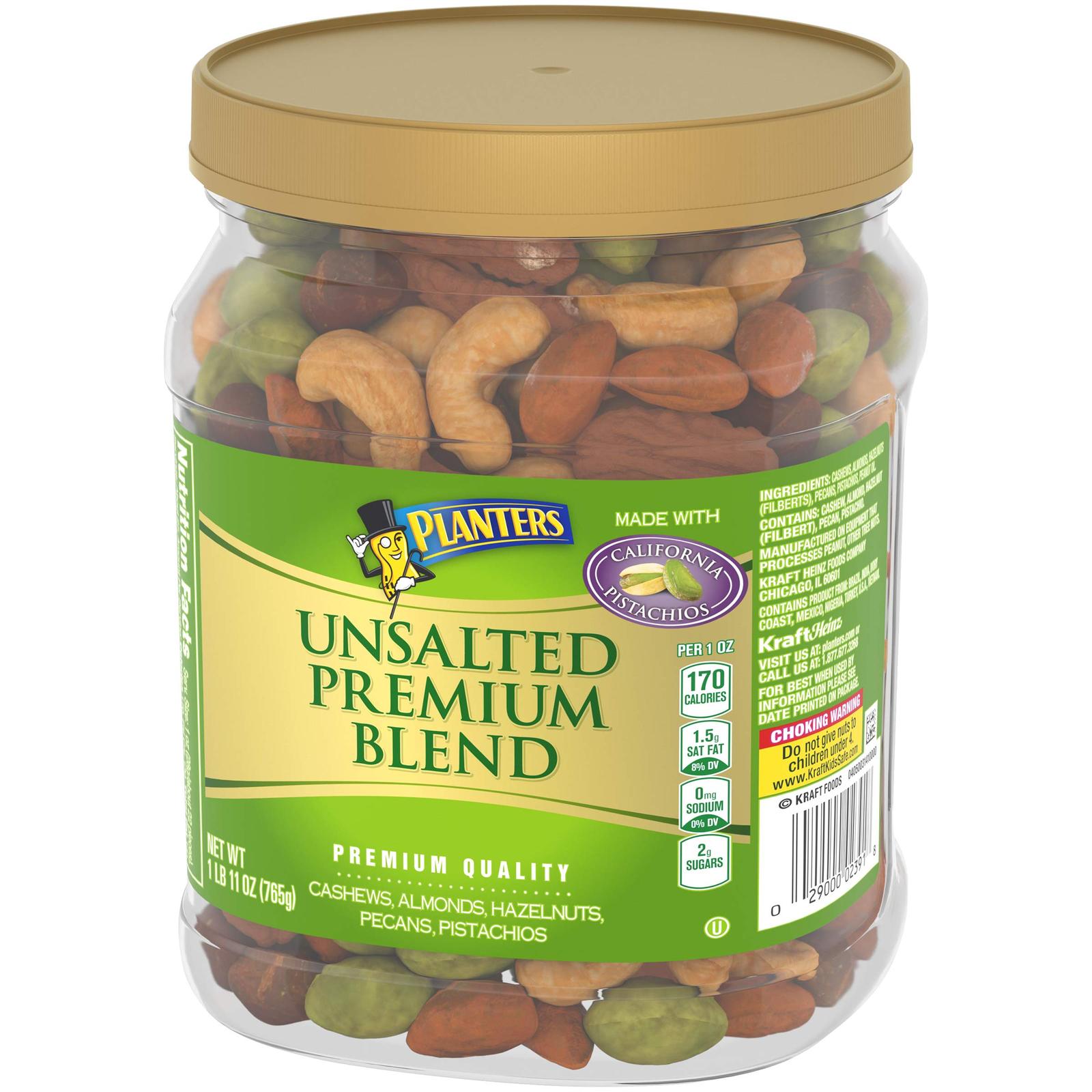 Planters Premium Blend Roasted Mixed Nuts, Unsalted, Whole Nuts, 27.0