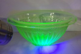 Green Uranium Mixing Bowl Ribbed Pattern with Rolled Lip - $25.00