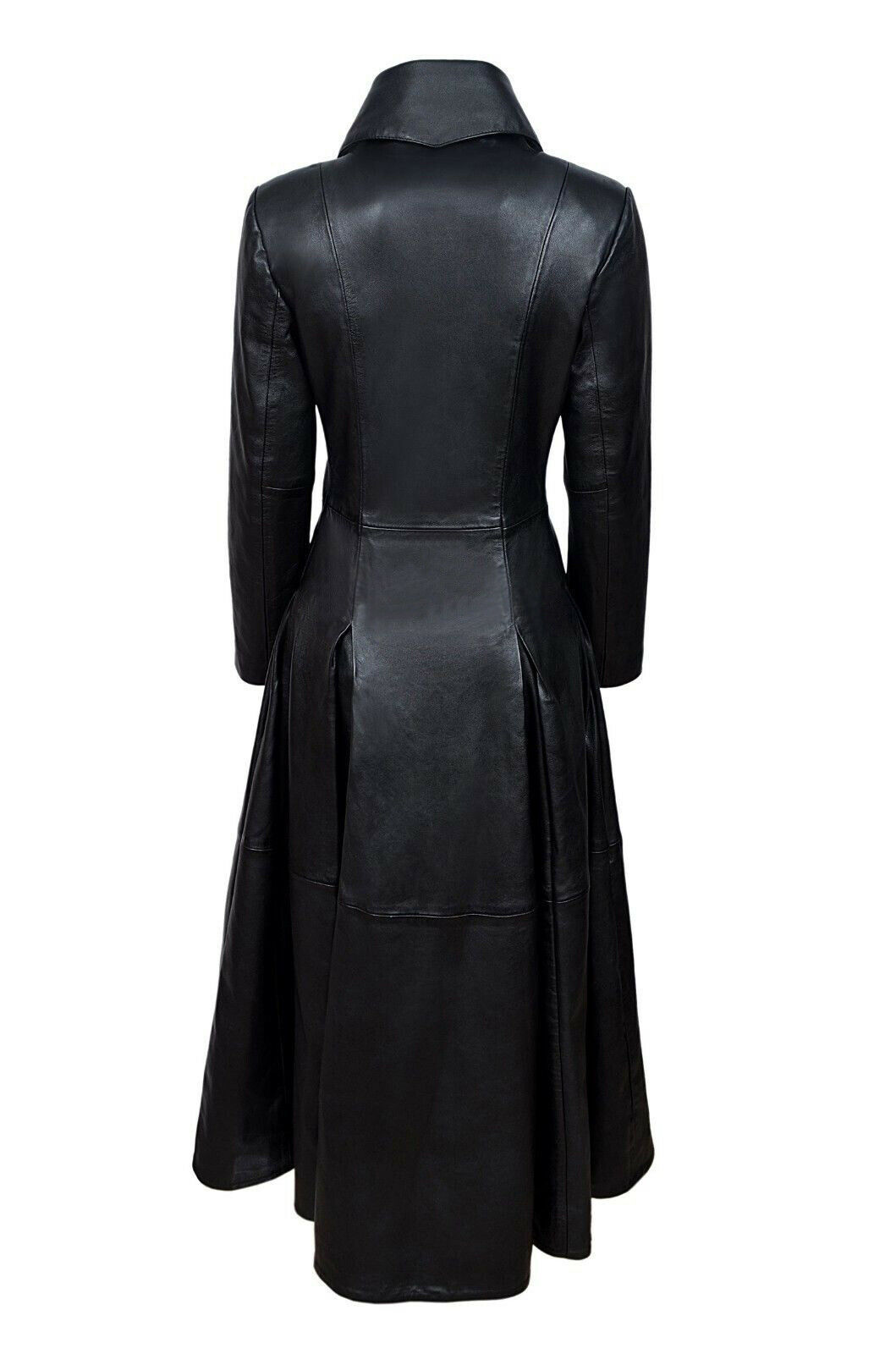 Gothic Ladies Vampire Coat Black Soft Women Lamb Leather Full Length ...