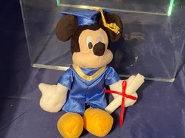 Disney Mickey Mouse Graduation Cap Gown Plush 9" Stuffed Animal Toy Blue Yellow - $24.09