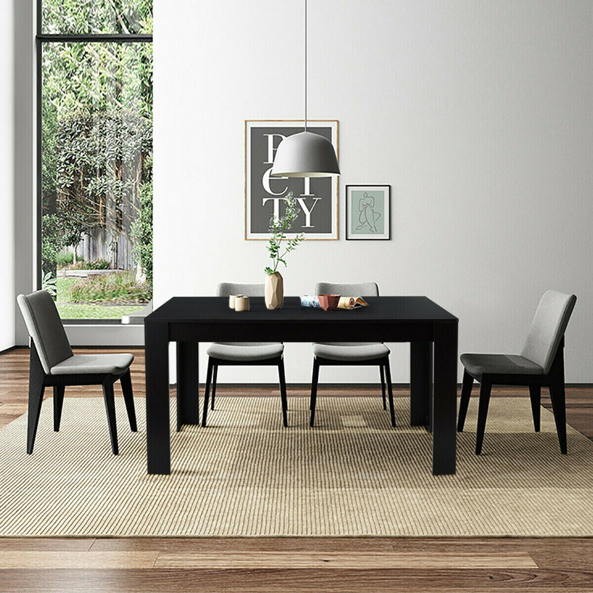 63" Rectangular Modern Dining Kitchen Table for 6 People ...